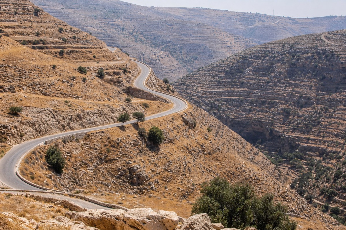 Jordan's King's Highway winding south toward Petra